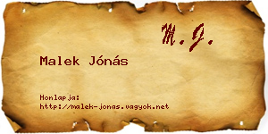 Malek Jónás névjegykártya